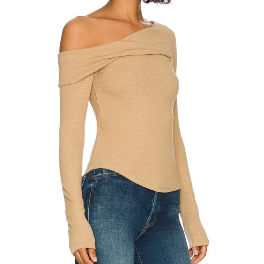 Free People We The Free Large Winter Wheat Addie Layering Top Ribbed Long Sleeve